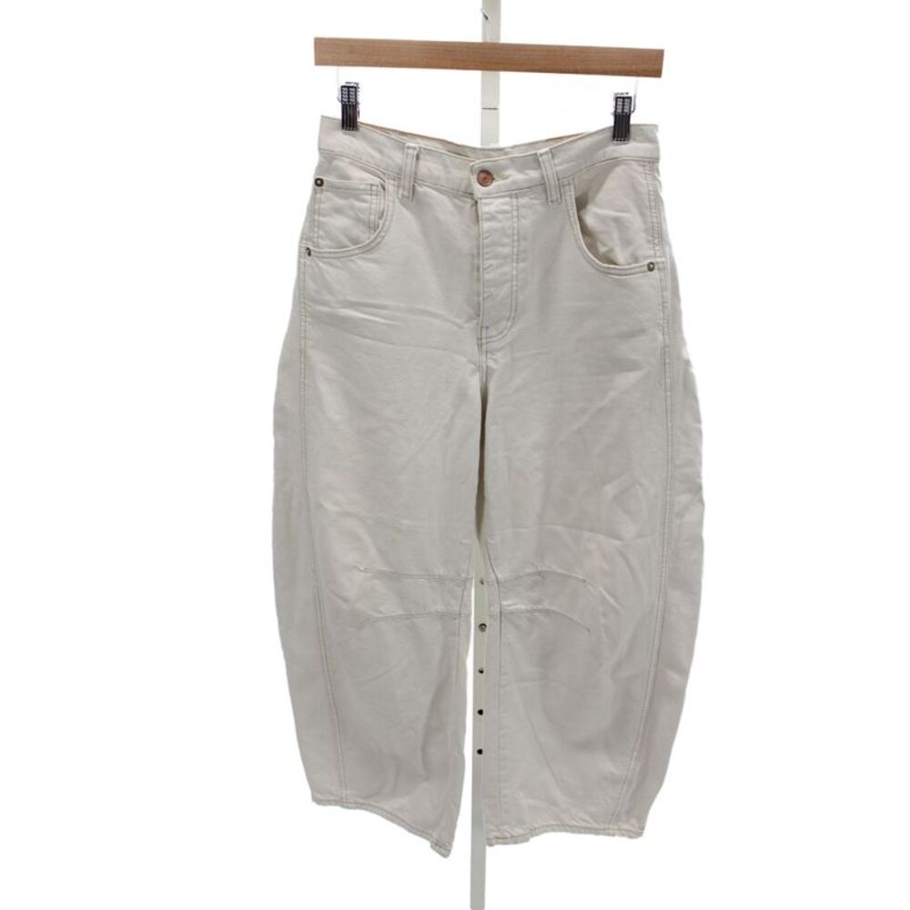 We The Free Womens Cropped High Rise Beige Cotton Jeans Size 25